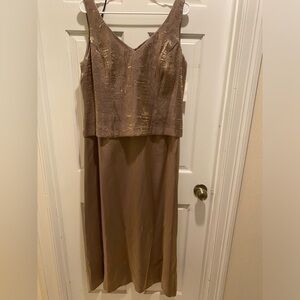 Elegant gold Brown Sleeveless Dress